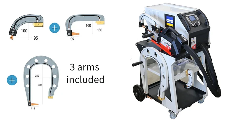 Gyspot PTI Neo Spot Welder with included G-arms Gyspot PTI Neo Spot Welder shown with included G-arms