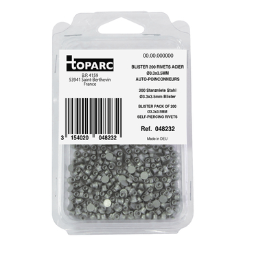 Blister Pack SPR Rivets 3.3x3.5mm 200 Count